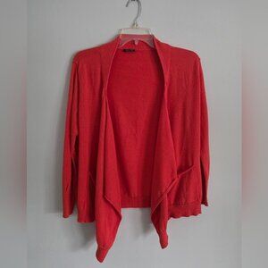 MAGASCHONI | 100% Cotton Open Front Cardigan Coral Red Sz M